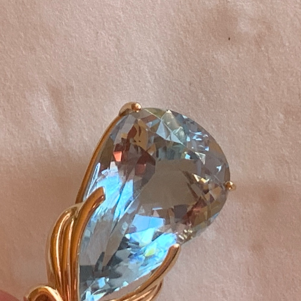 🎊HP🎊NWT 14KY Custom Genuine Blue Topaz Pendant - Picture 10 of 14